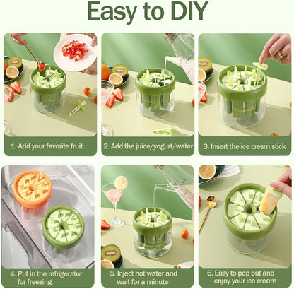 पुन: प्रयोज्य DIY 8 टुकड़े आइस पॉप मोल्ड